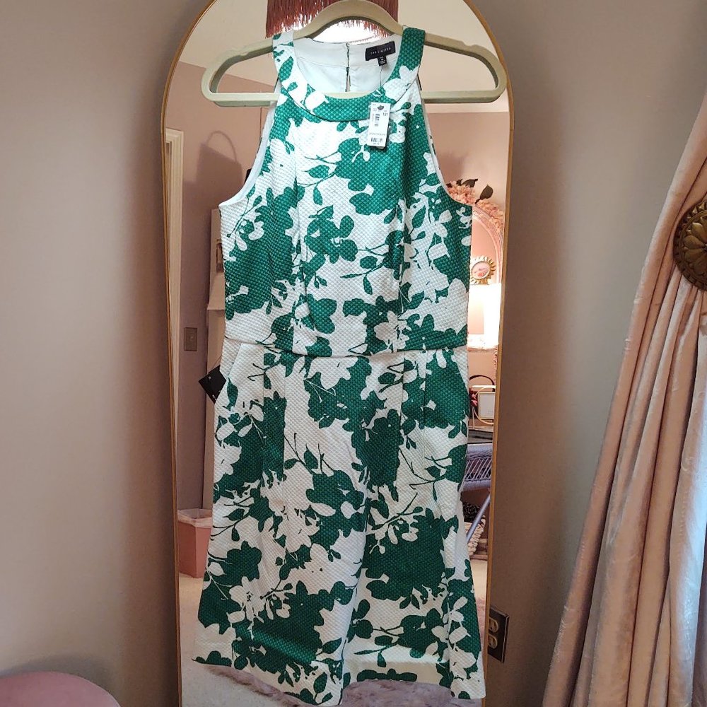 The Limited - NWT - Halter Style Pique Green Floral Dress - 10T